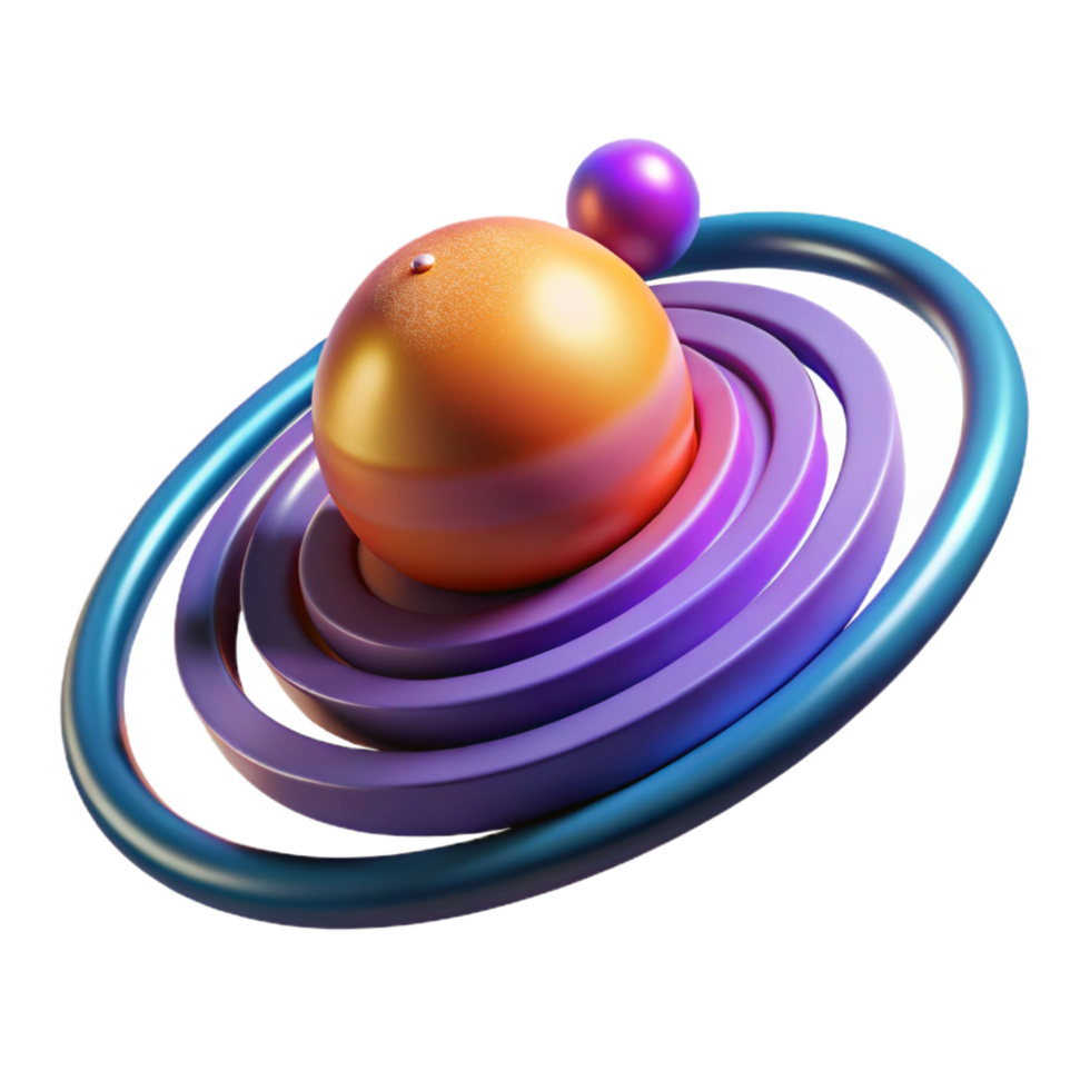 extraordinary creative Abstract 3D Orb with Rings Colorful Space Design high quality png