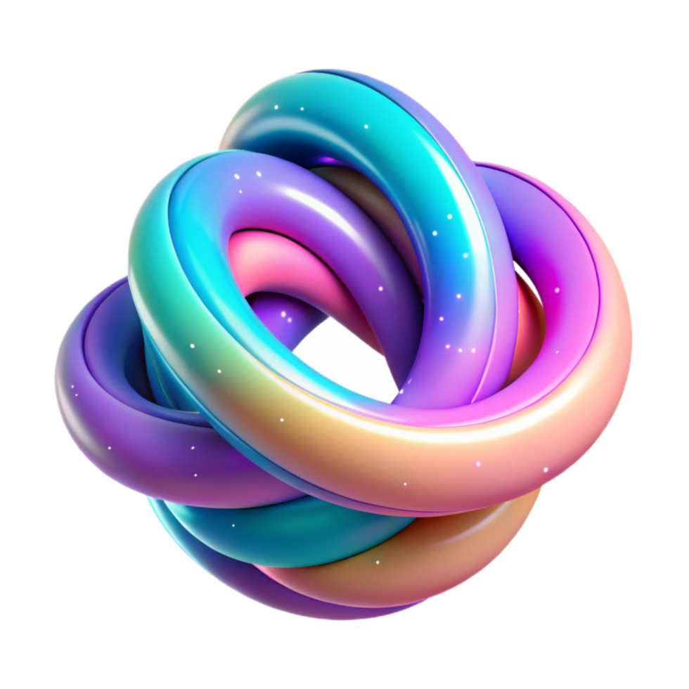 impressive modern Abstract Colorful Intertwined Rings 3D Render high quality png