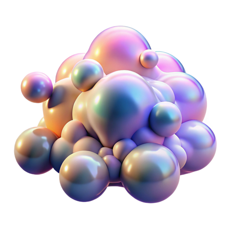 impressive artistic Iridescent Bubbles Abstract 3D Render of Spheres detailed png