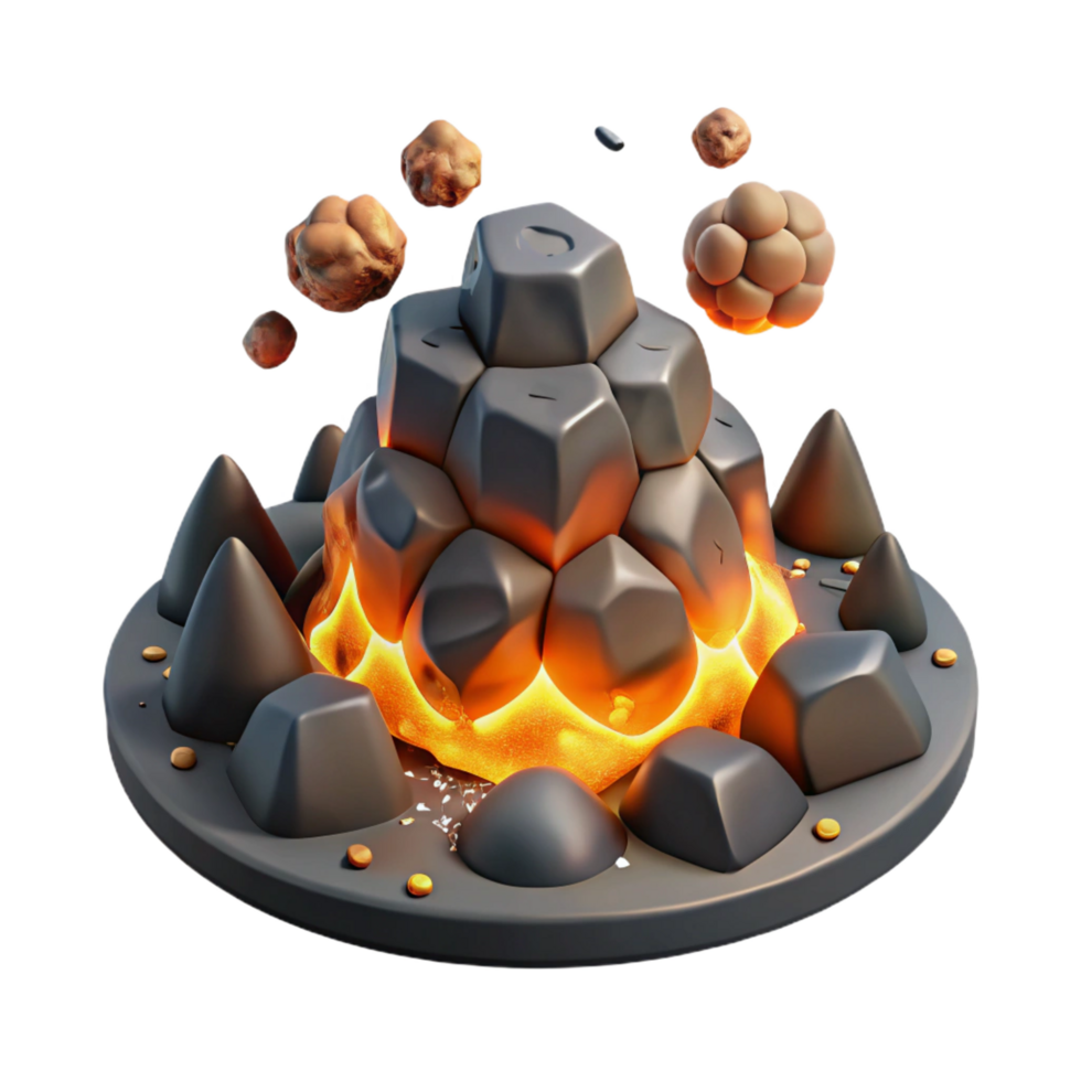 magnificent traditional Molten Rock Formation 3D Render of Glowing Volcanic Stones genuine png