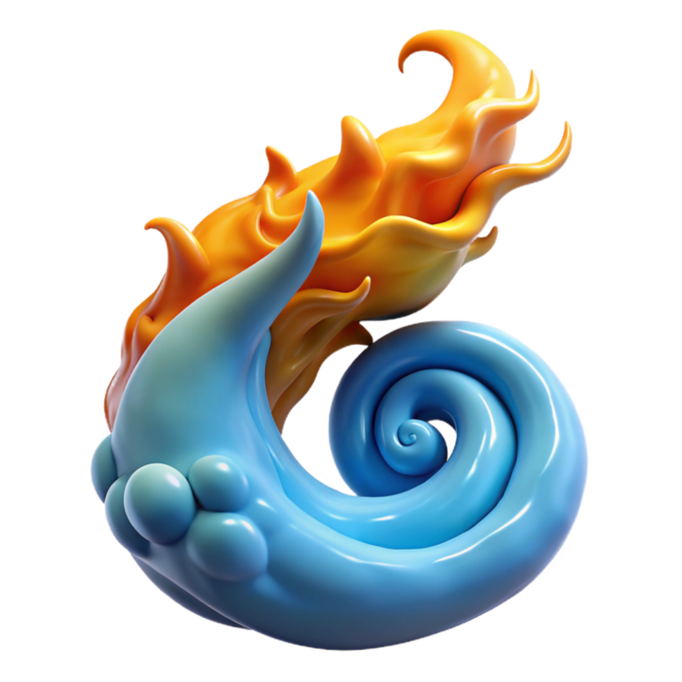 impressive traditional Abstract Flame and Water Swirl 3D Render premium png