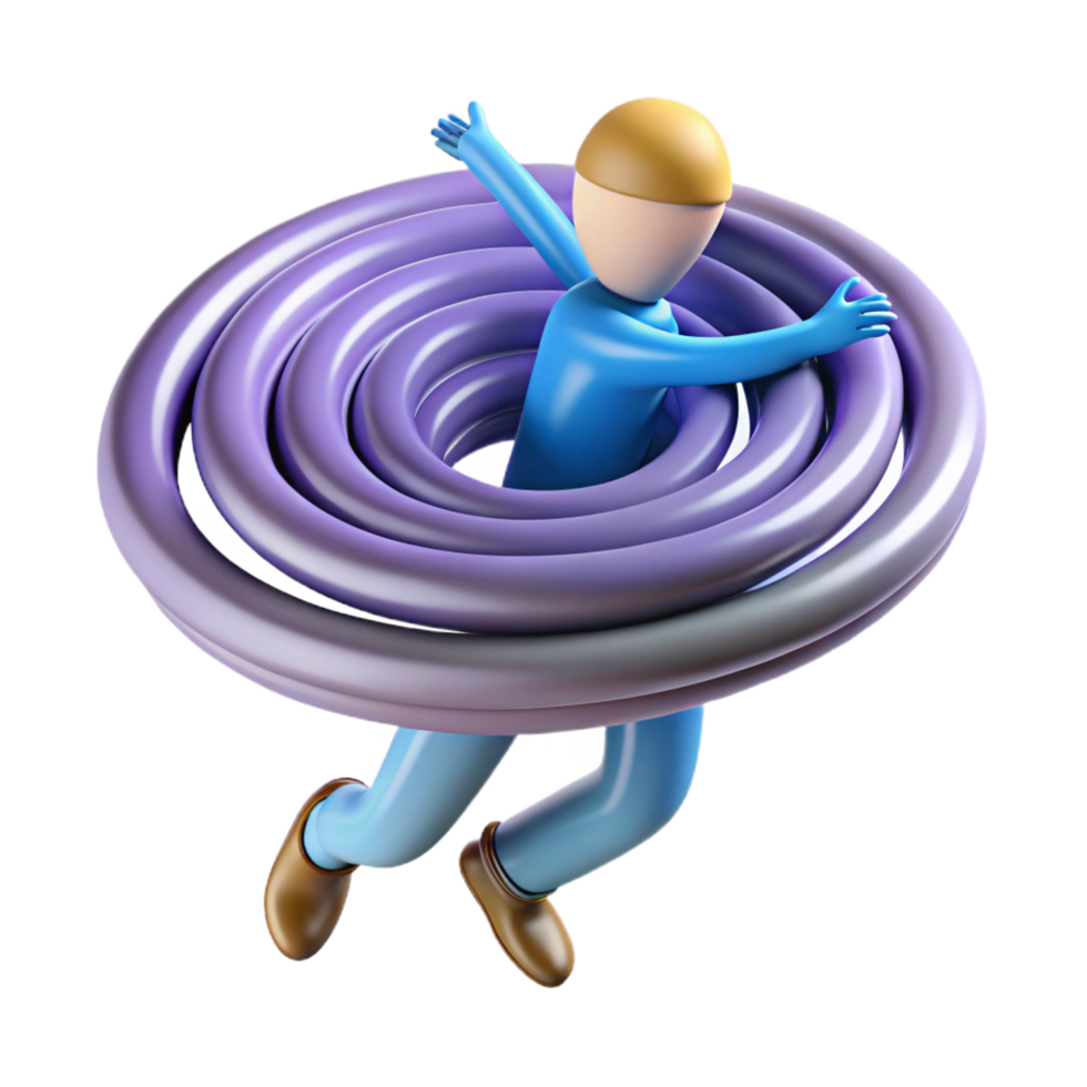 elegant minimalist 3D Render Person Falling into Spiral Vortex high resolution png