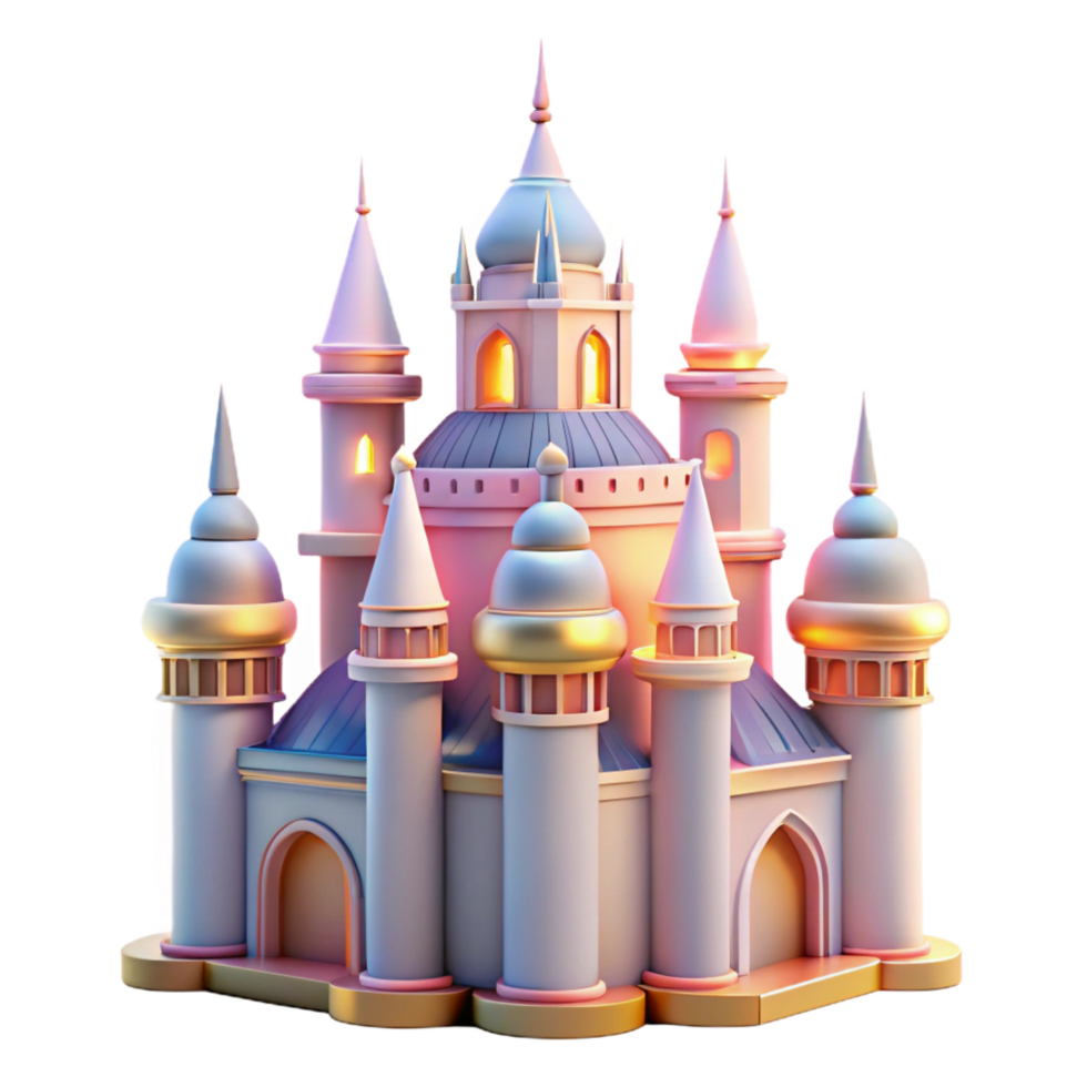 extraordinary contemporary Enchanted Fairytale Castle 3D Render genuine png