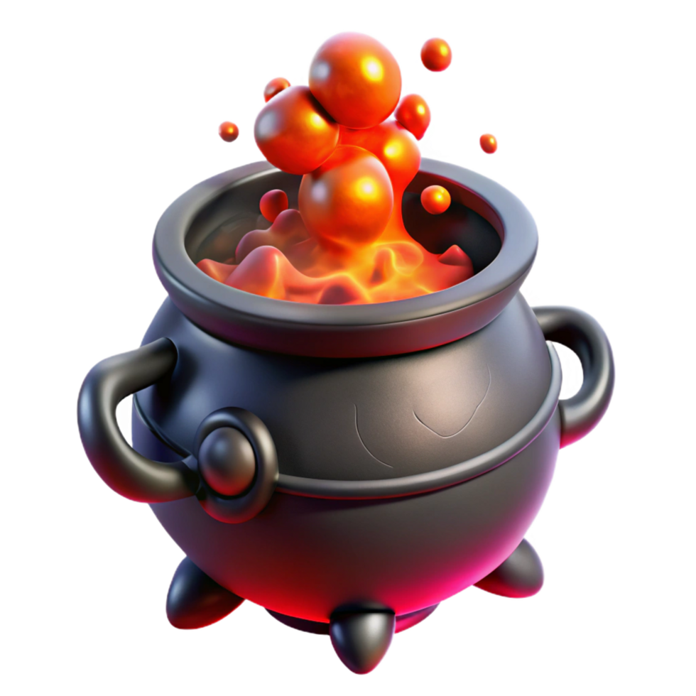 dramatic classic 3D Render of a Cauldron with Bubbling Potion professional png
