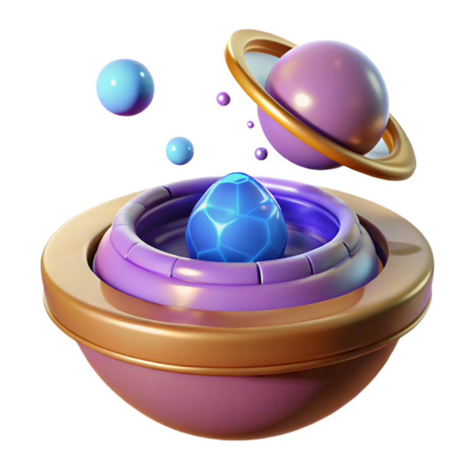 vibrant creative Cosmic Egg 3D Render of Celestial Orb premium png