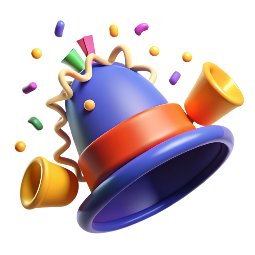 wonderful vintage Celebration Bell with Confetti 3D Render original png