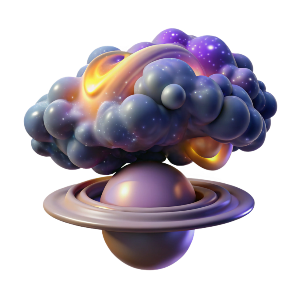 vibrant abstract Cosmic Nebulae and Planetary System 3D Render detailed png