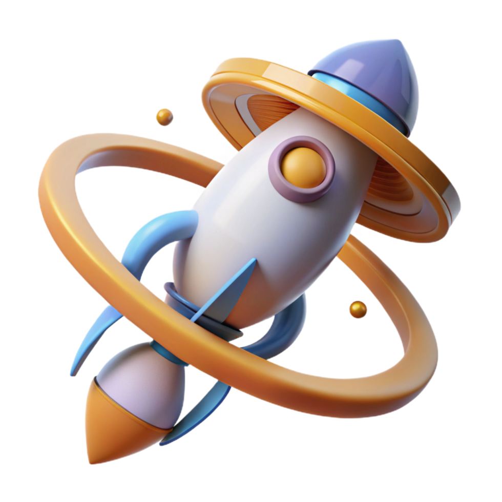 stunning abstract Space Rocket Launch Orbit, Adventure, 3D Render 4K png