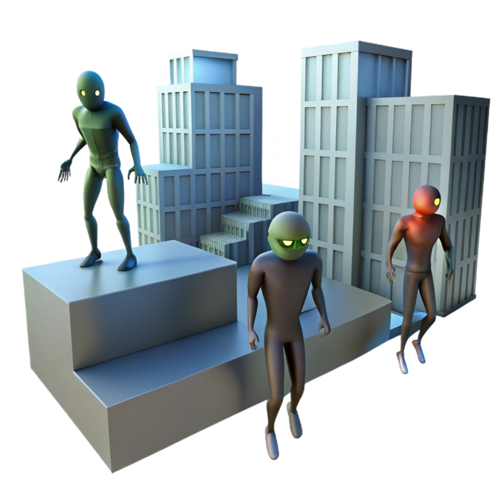 beautiful minimalist Mysterious Creatures in Urban Setting genuine png