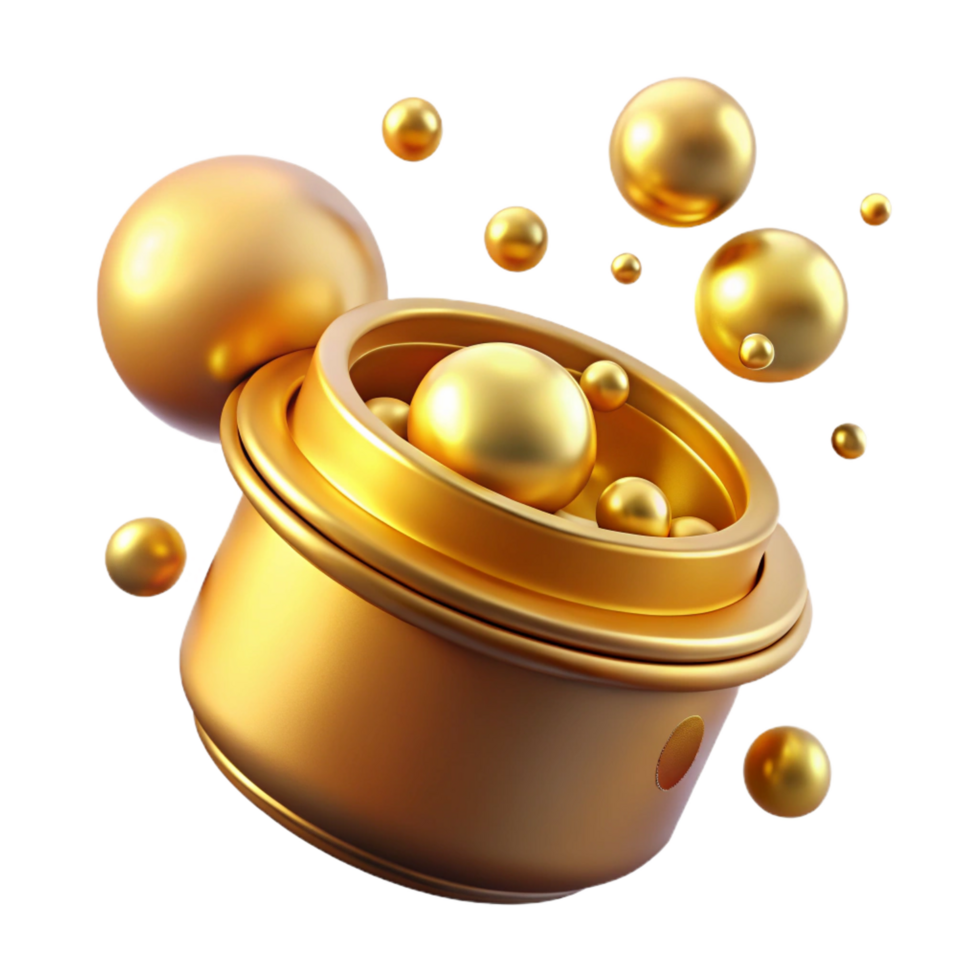 beautiful vintage Golden Sphere Container Abstract 3D Render authentic png
