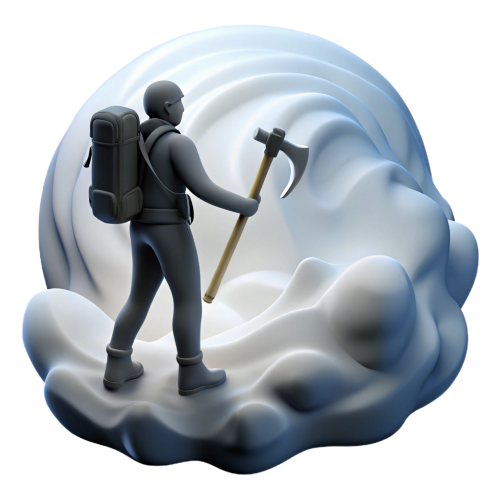 wonderful minimalist Climber with Ice Axe on Abstract Mountain exclusive png