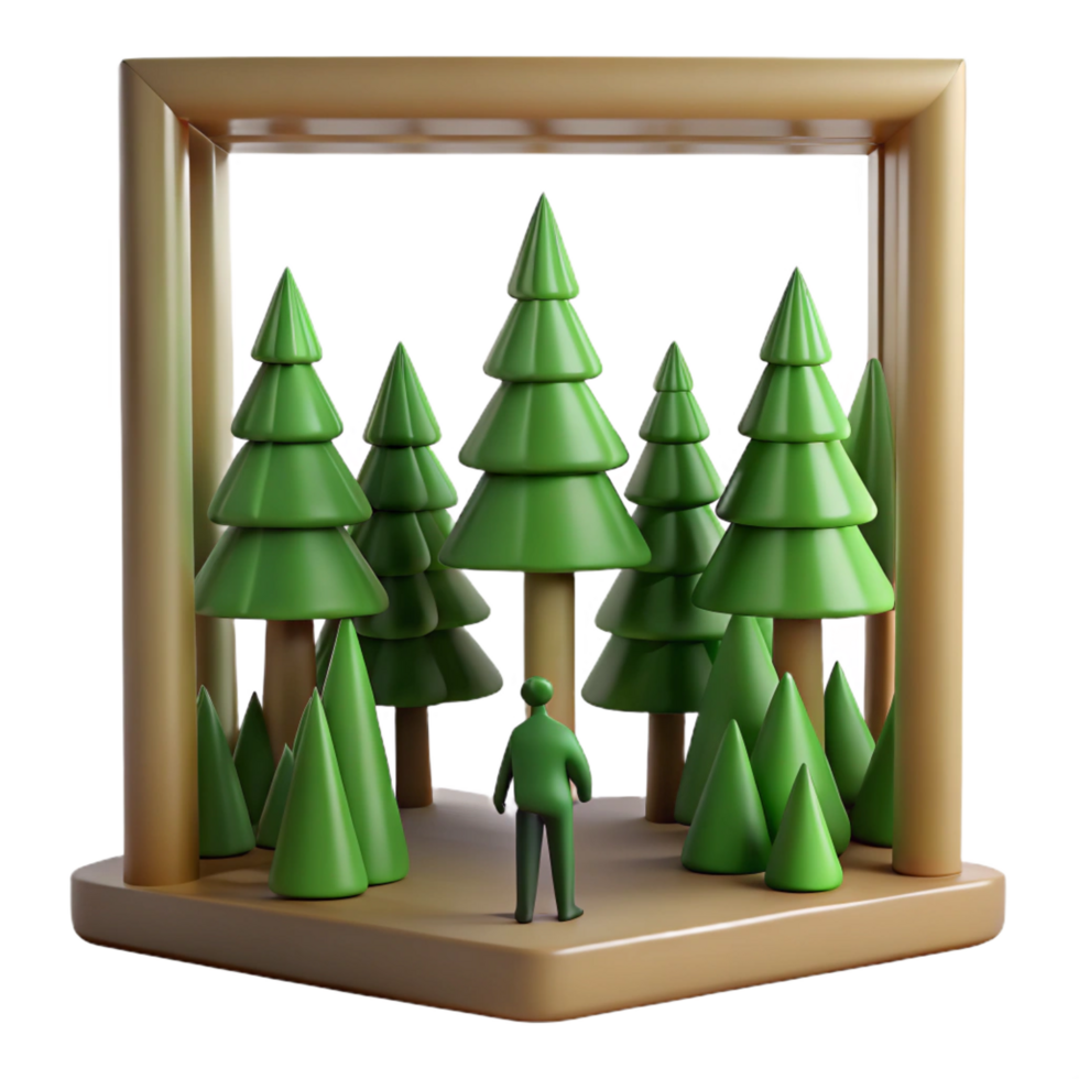 wonderful abstract Miniature Forest Scene 3D Render of Coniferous Trees professional png