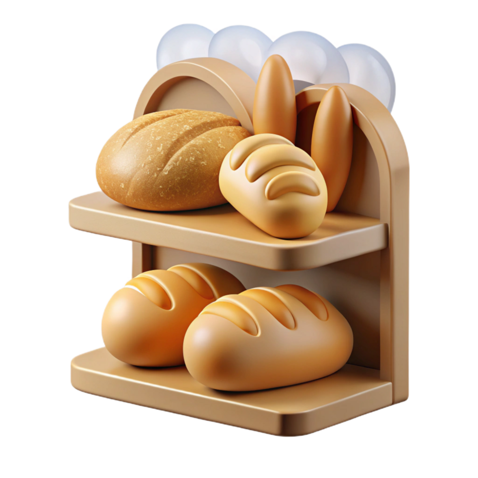 beautiful traditional Bakery Shelf with Assortment of Breads high resolution png