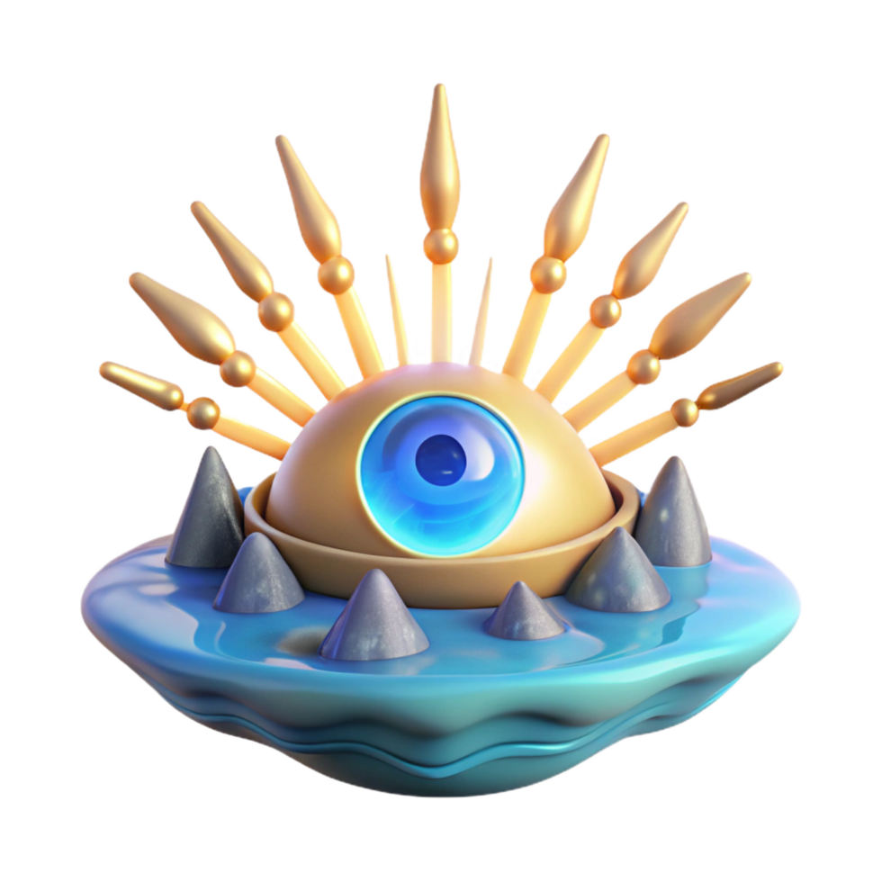 extraordinary artistic Surreal 3D Render Celestial Eye on Spiked Orb premium png