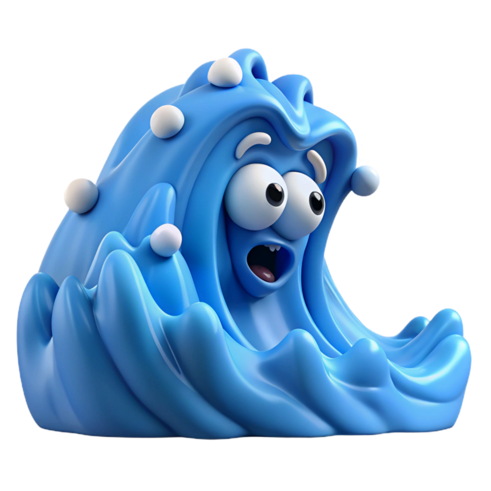 serene traditional 3D Cartoon Water Wave Character high resolution png