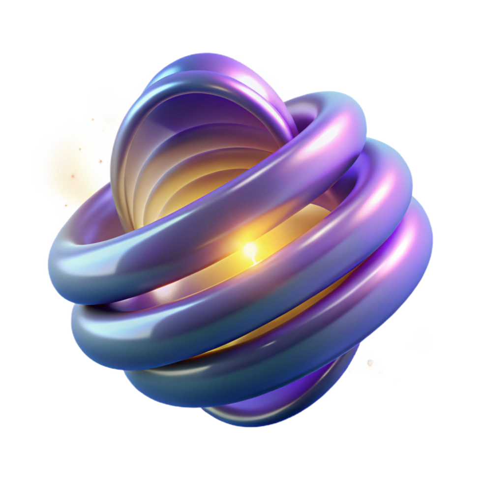 magnificent rustic Abstract 3D Purple Rings, Glowing Core detailed png