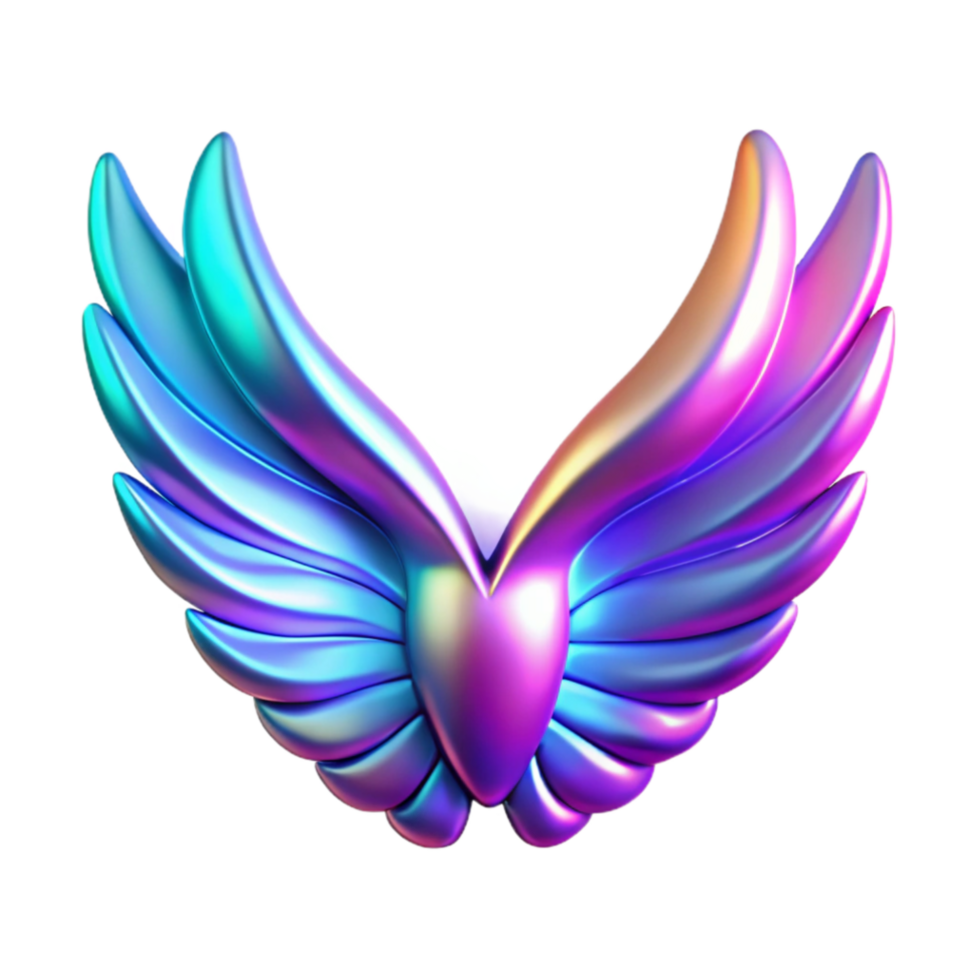 vibrant rustic Iridescent Wings Abstract Heart Design authentic png