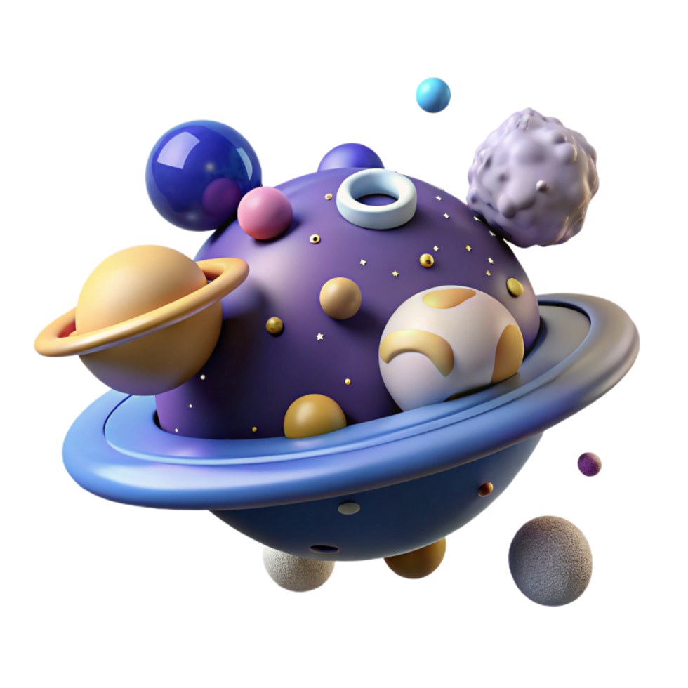 extraordinary modern Abstract Colorful Planets and Moons in Space high quality png