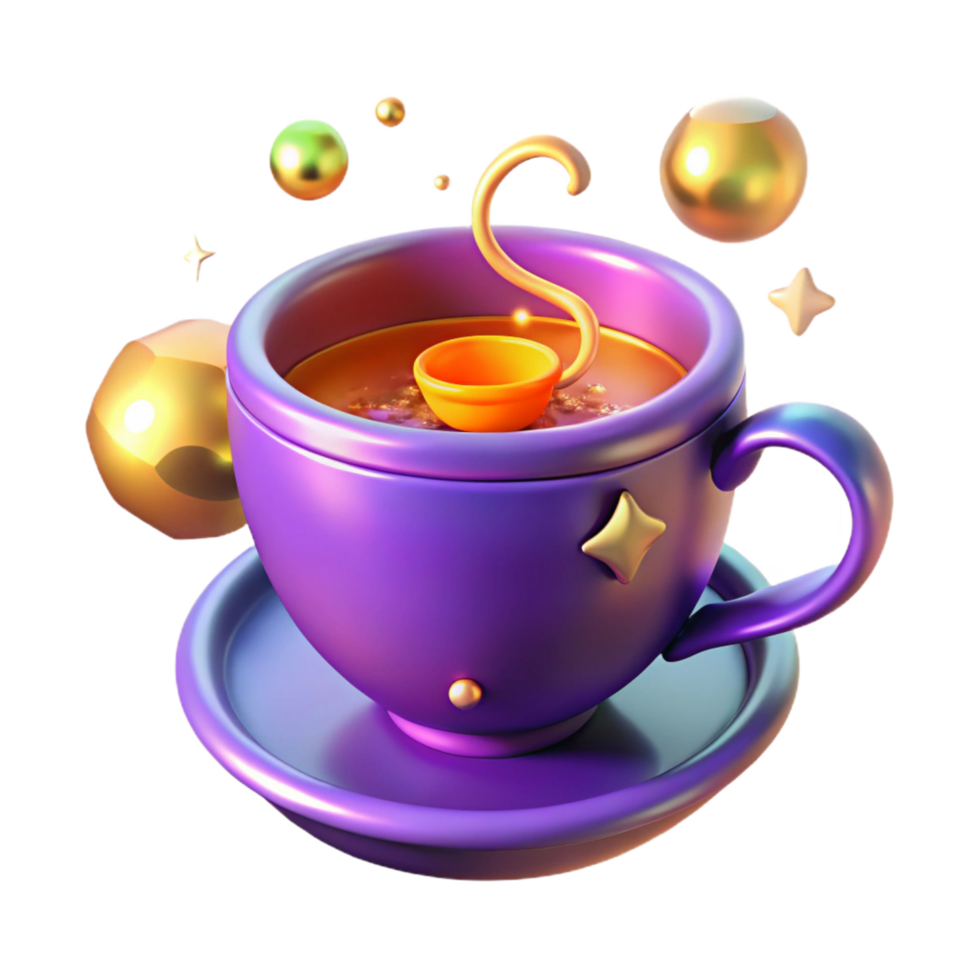 extraordinary contemporary Whimsical 3D Render of a Teacup 4K png