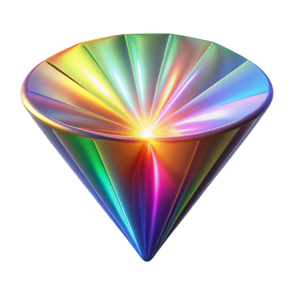 elegant traditional Iridescent Cone Abstract 3D Render of a Colorful, Geometric Shape authentic png