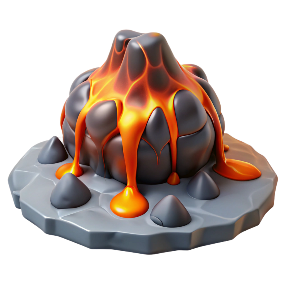 serene modern Molten Lava Rock Formation 3D Render professional png