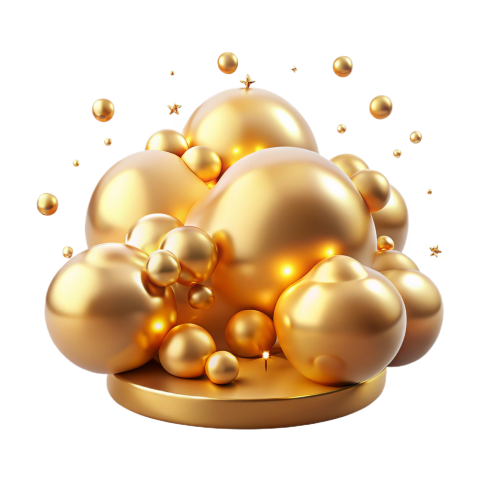 beautiful creative Golden Sphere Abstract Cloud 3D Render original png