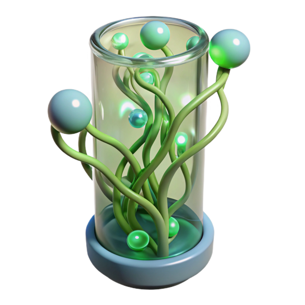 serene classic Glowing Plant in Glass Container detailed png