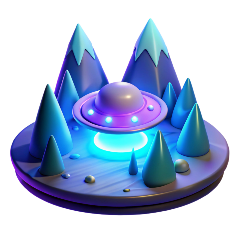 magnificent abstract Alien Spaceship Landing in Mountainous Landscape authentic png