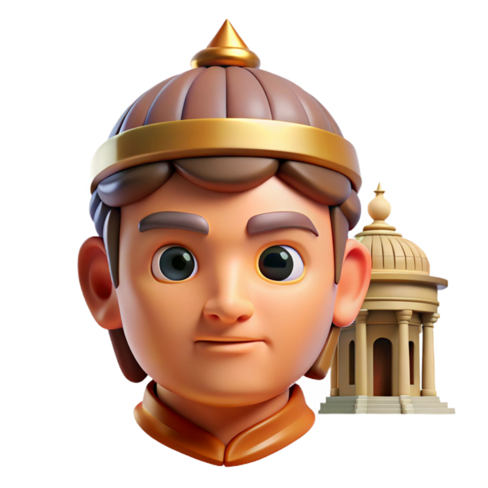 impressive abstract 3D Render Young Ruler and Ancient Temple premium png