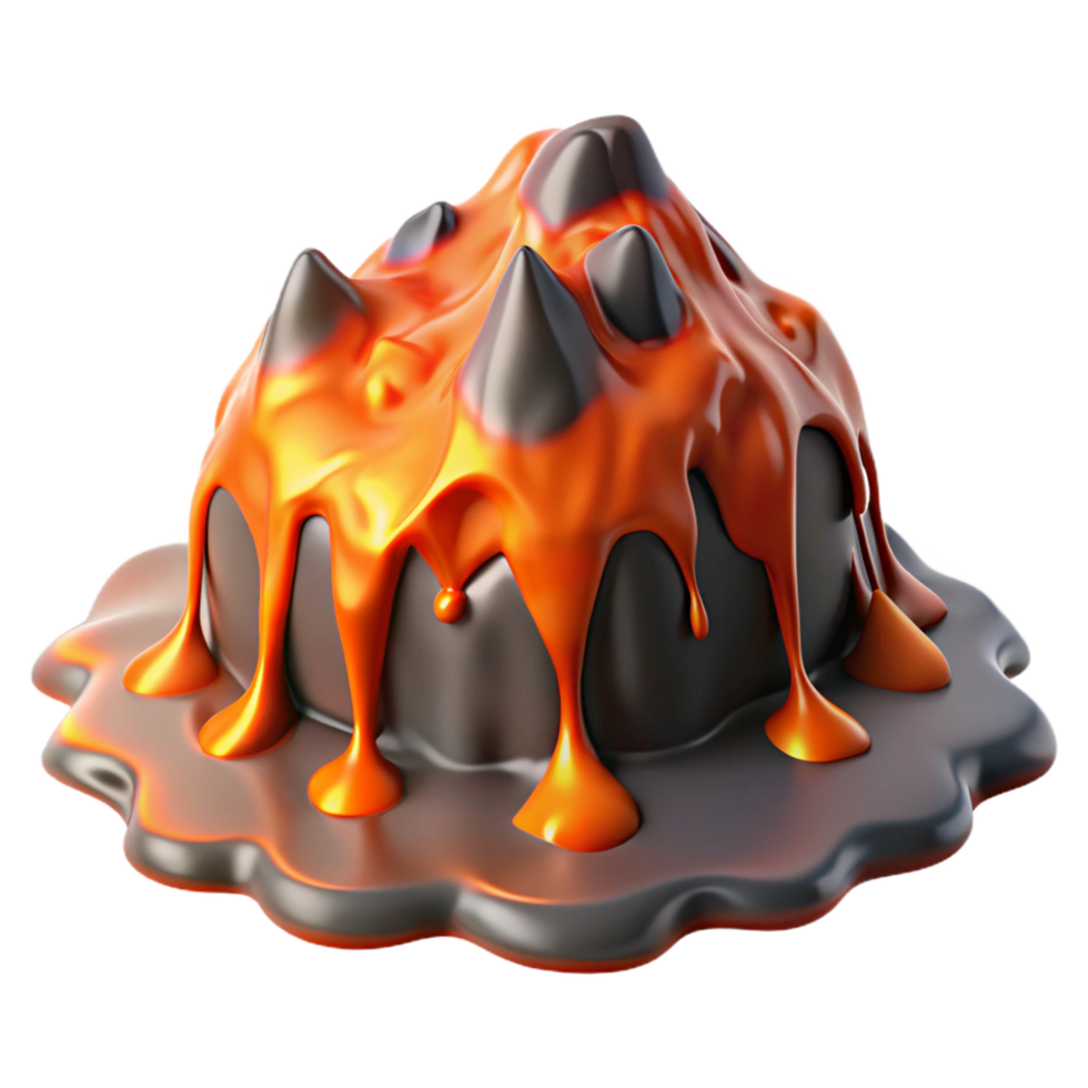 impressive classic Molten Rock, Spiky Peaks, Lava Flow, 3D Render detailed png