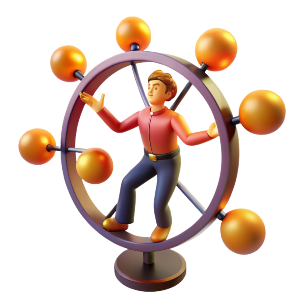 impressive artistic Balancing Multiple Tasks A 3D Illustration 4K png