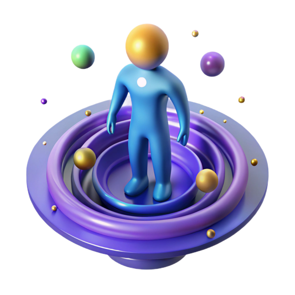 dramatic minimalist 3D Abstract Figure in Cosmic Orbit high quality png