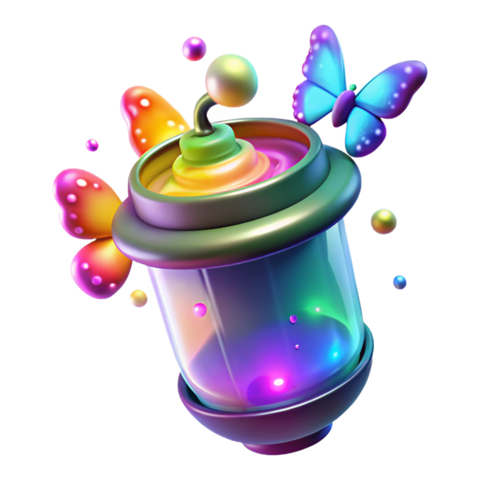 magnificent creative Rainbow Capsule with Butterflies detailed png