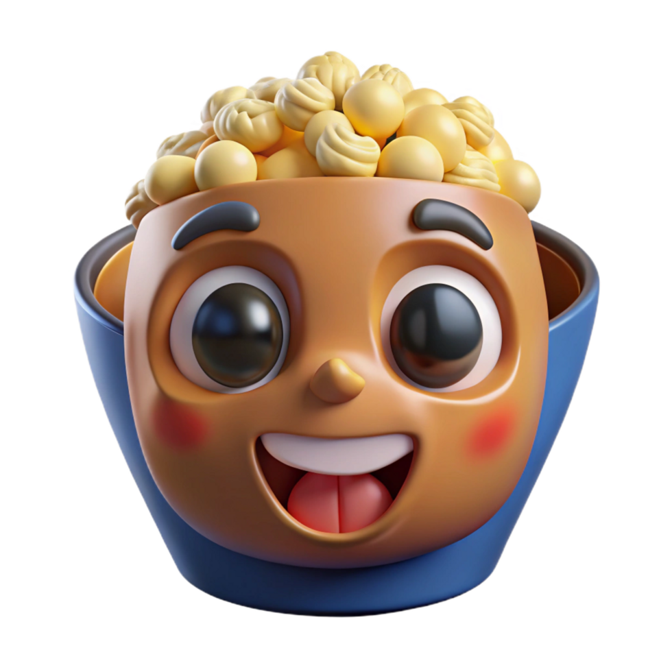 extraordinary modern Happy Bowl of Snacks 3D Render of Cute Character genuine png