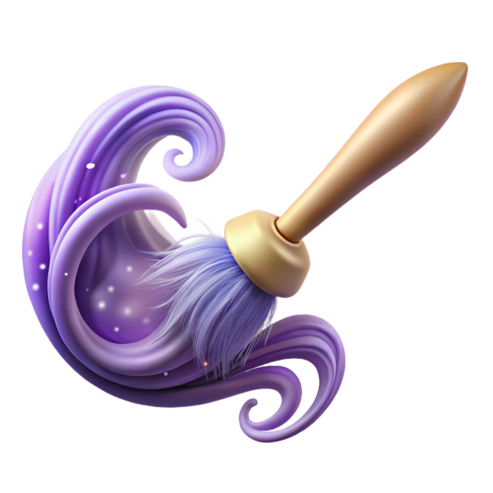 stunning minimalist Purple Paintbrush Swirl Artistic 3D Render genuine png