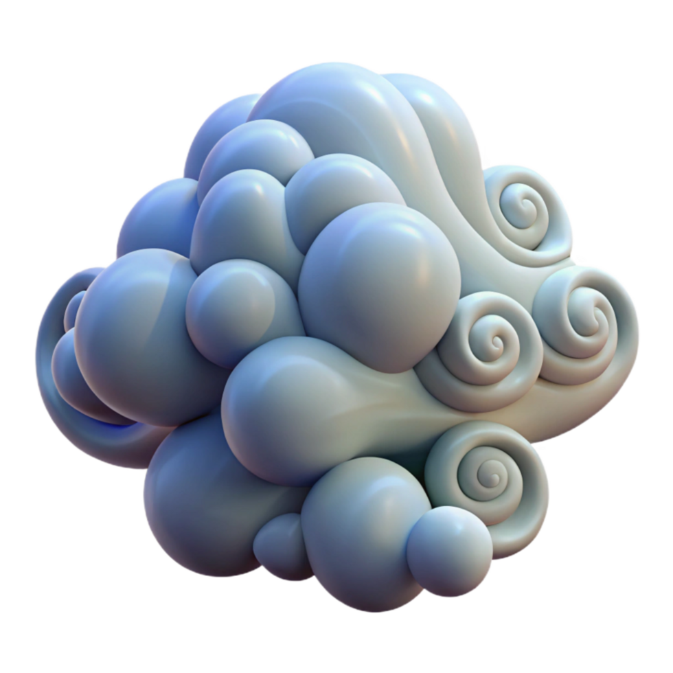 serene contemporary Abstract 3D Cloud Swirls and Bubbles original png