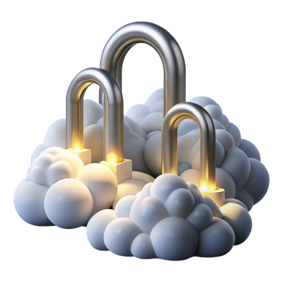 serene contemporary Golden Arches in Cloudscape 3D Render original png