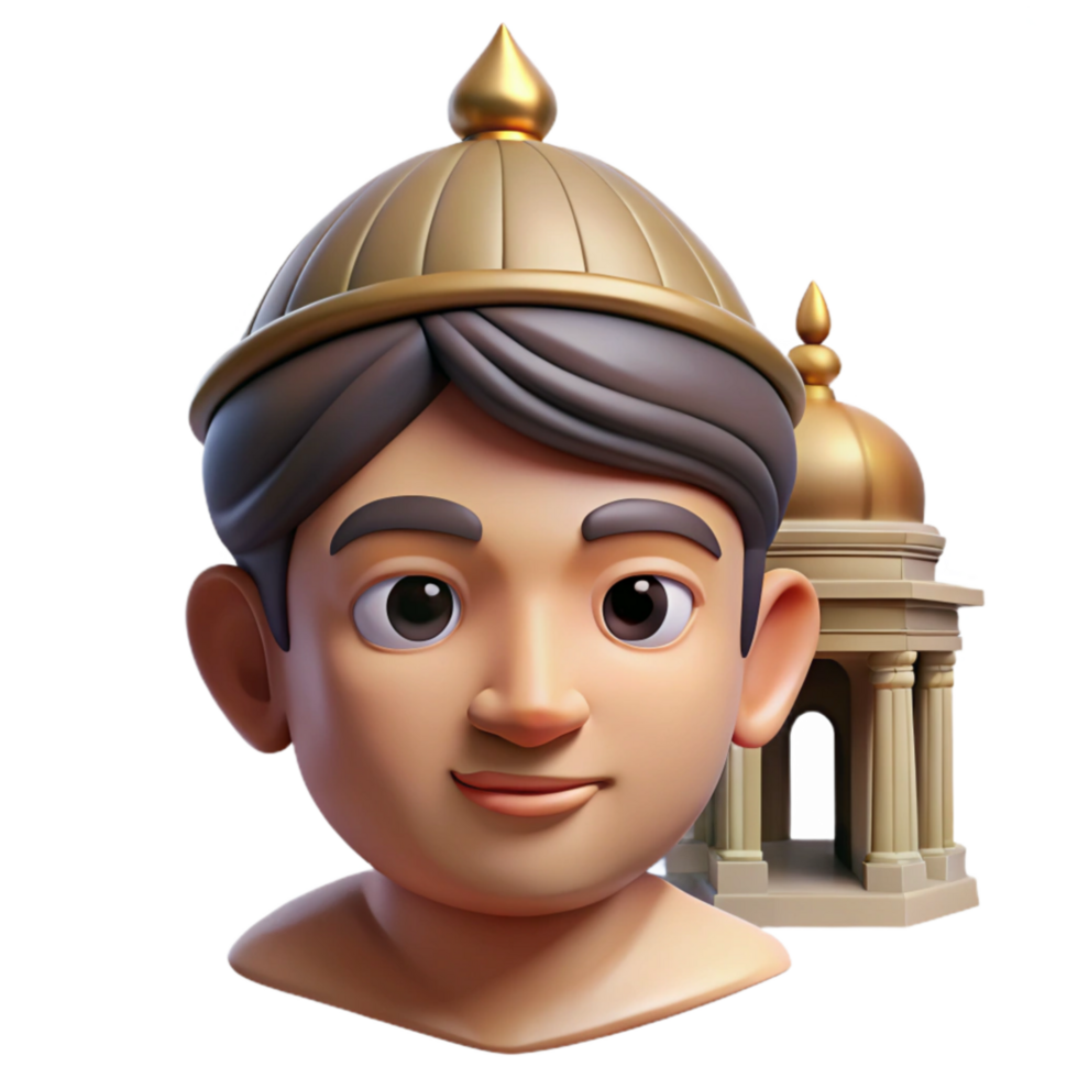 stunning traditional 3D Render of a Young Prince with a Temple professional png