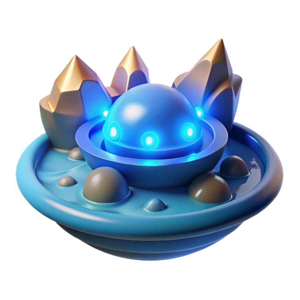 beautiful creative Glowing Orb in a Celestial Basin 3D Render authentic png