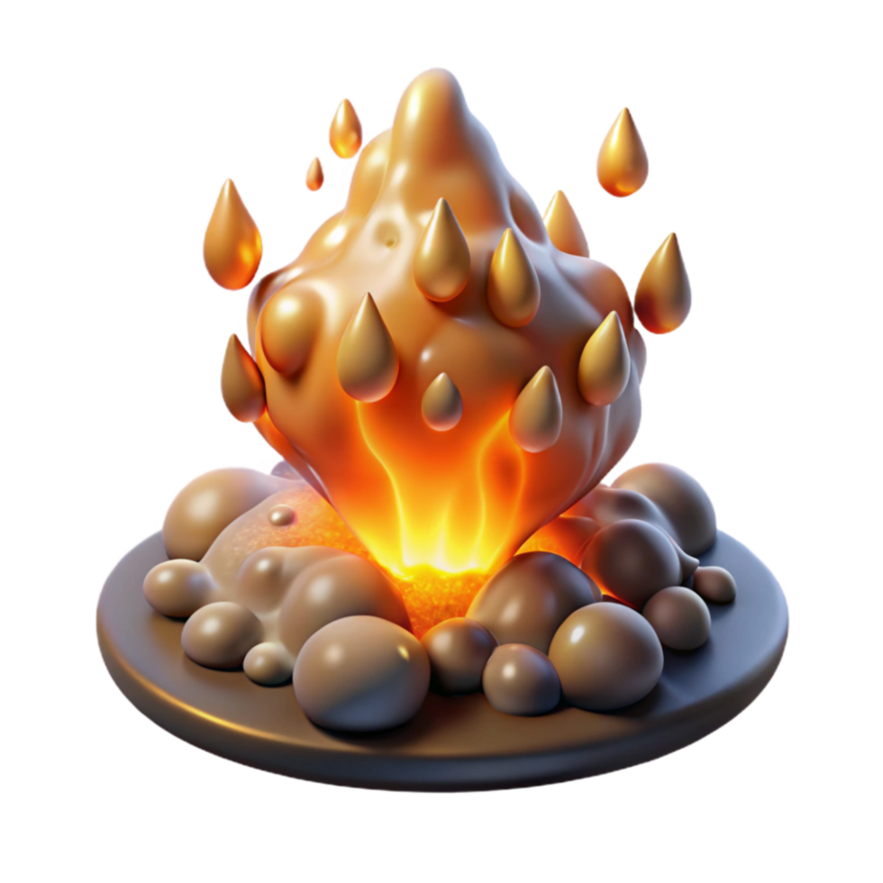 vibrant vintage Liquid Fire Explosion 3D Render of Molten Substance authentic png