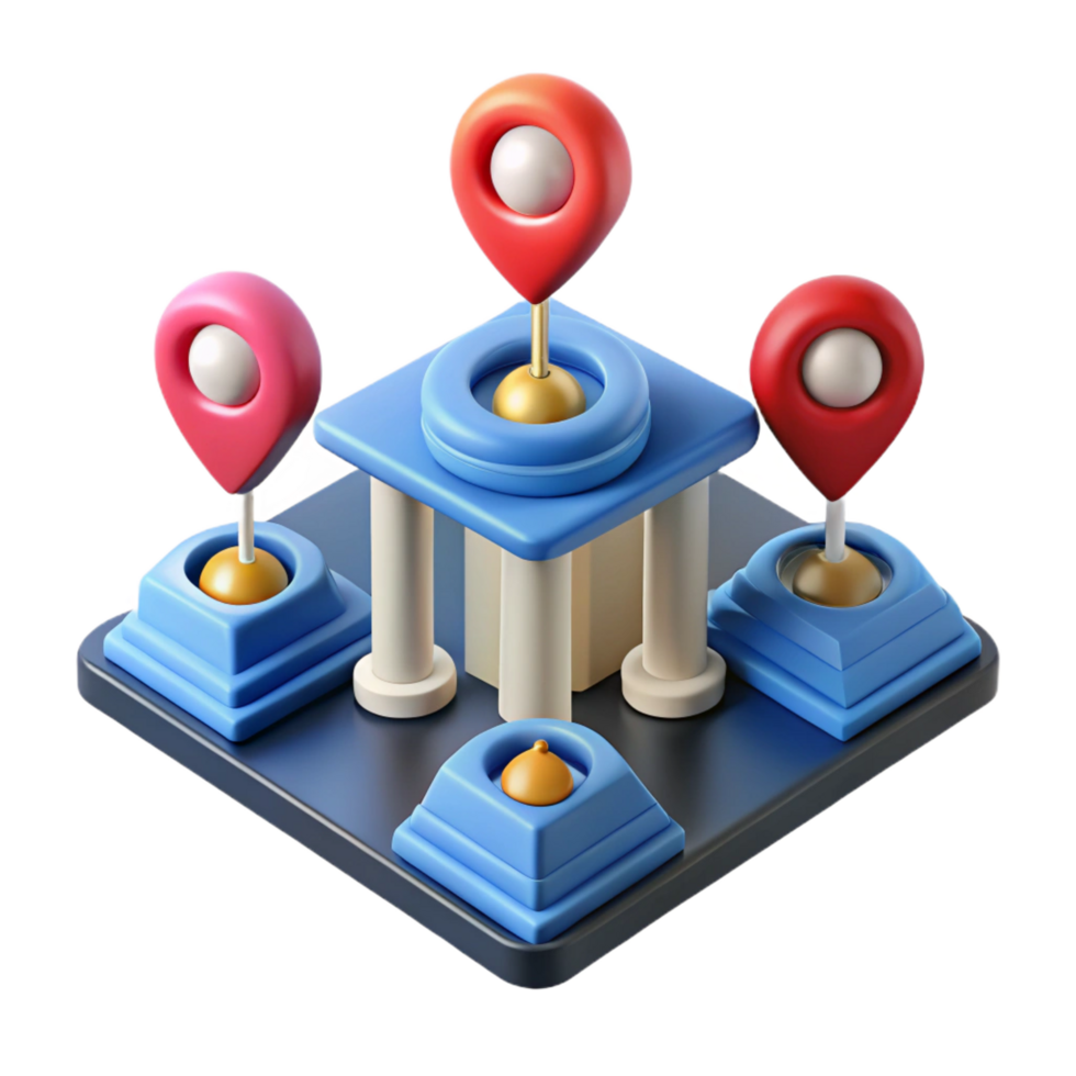 beautiful artistic Multi-Location Finder 3D Pinpoint Navigation System 4K png