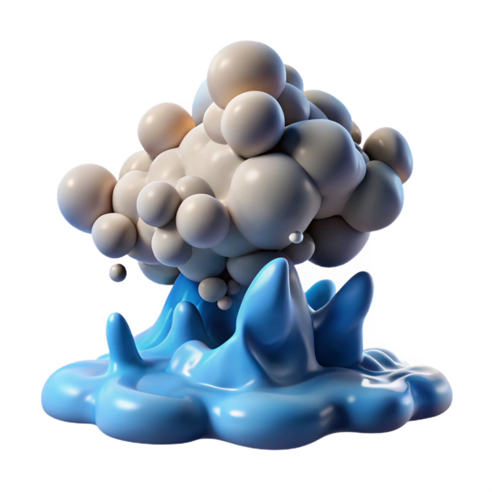 serene abstract Abstract Cloud and Liquid 3D Render of Bubbles and Splash original png