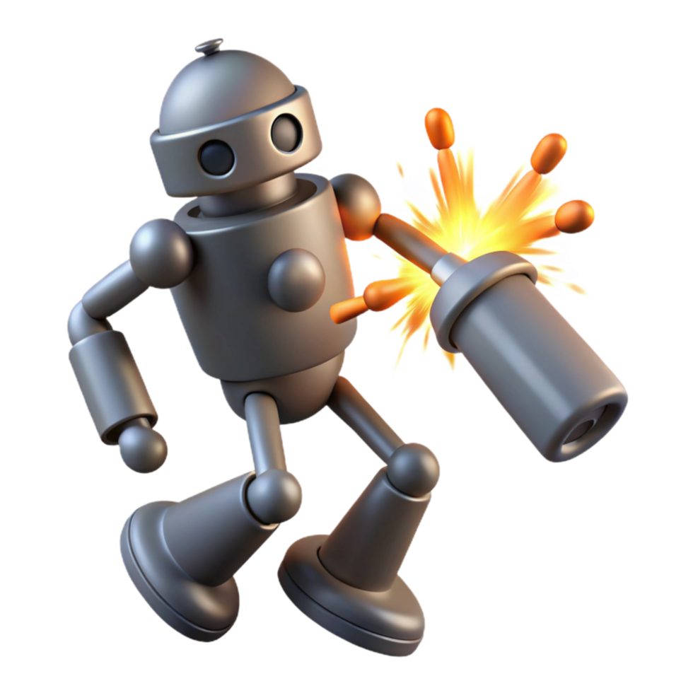 beautiful traditional Robot Exploding Fireworks 3D Render genuine png