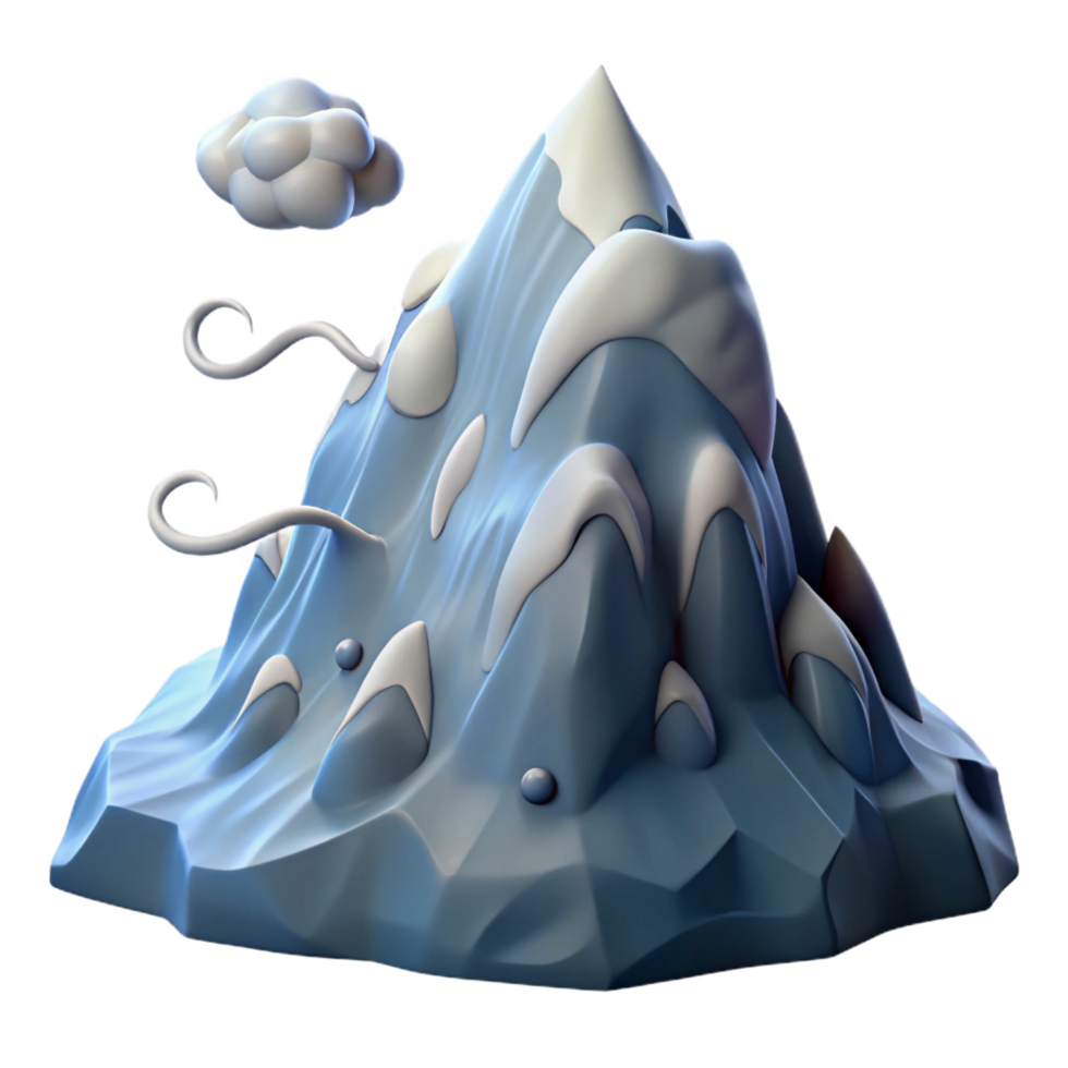 beautiful minimalist Cartoon Snowy Mountain 3D Model high resolution png