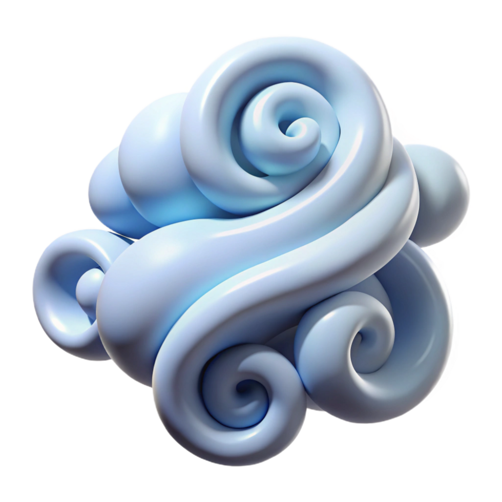 impressive vintage Abstract Swirling Cloud 3D Render of a Whimsical Form high resolution png
