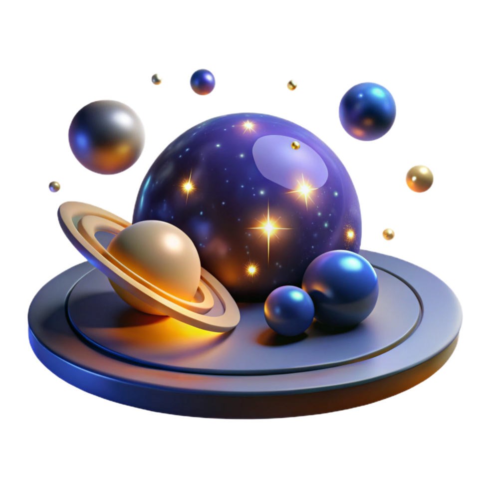 extraordinary minimalist Cosmic Sphere, Planetary Rings, and Celestial Bodies 4K png