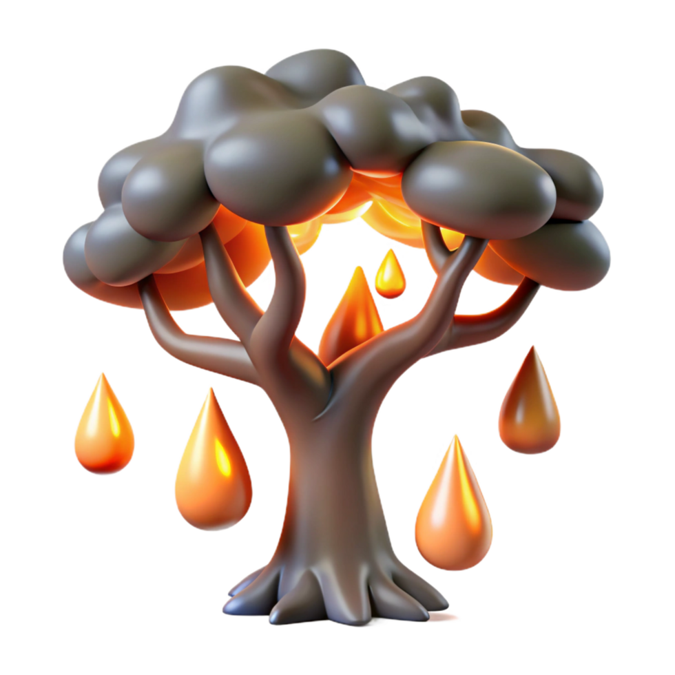 dramatic artistic Burning Tree Climate Change, Environmental Disaster, Global Warming premium png