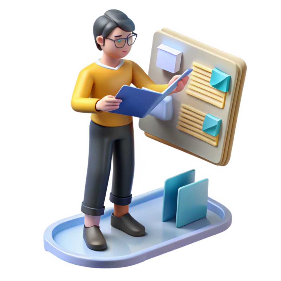 extraordinary creative Person Reviewing Documents and Planning professional png