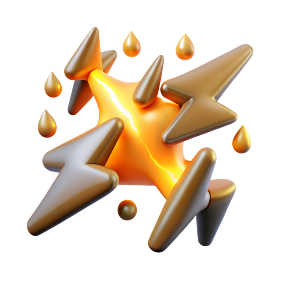 extraordinary abstract Abstract 3D Render Golden Energy Burst detailed png