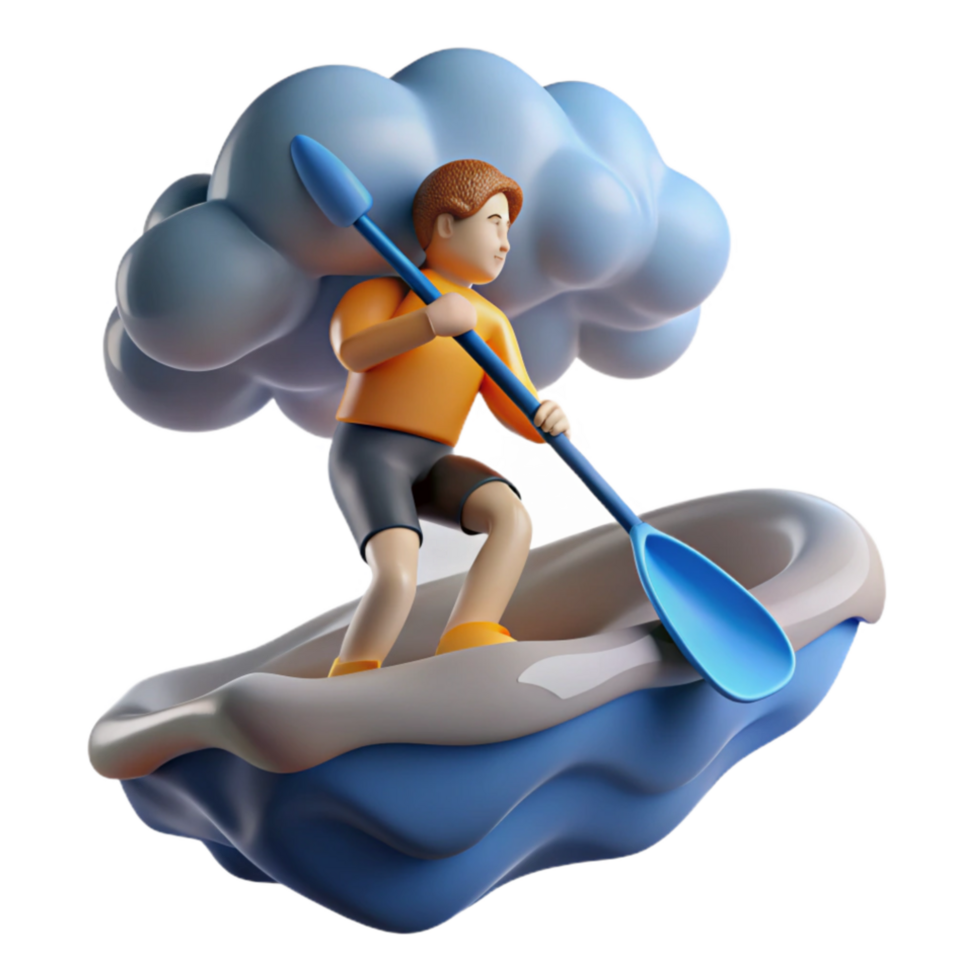 elegant modern Paddleboarding Through the Clouds A Journey of Data Management 4K png